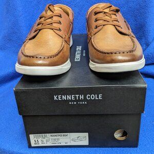 Kenneth Cole New York Men's Rocketpod Boat Shoes Brown Leather 9.5 Medium